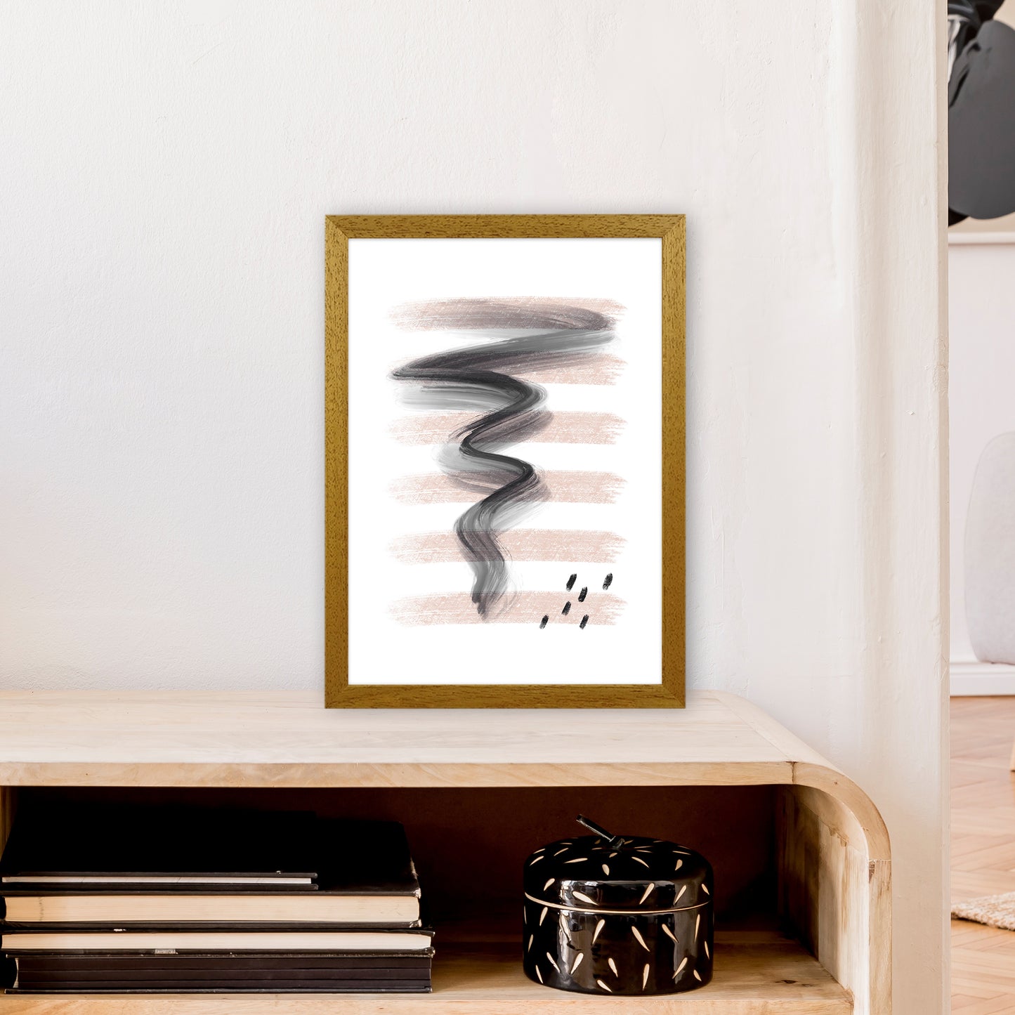 Dalia Chalk Pink Lines Black Storm  Art Print by Pixy Paper A3 Print Only