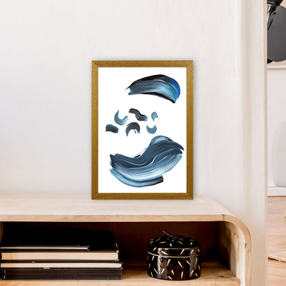Dark Blue And Grey Paint Strokes  Art Print by Pixy Paper A3 Print Only