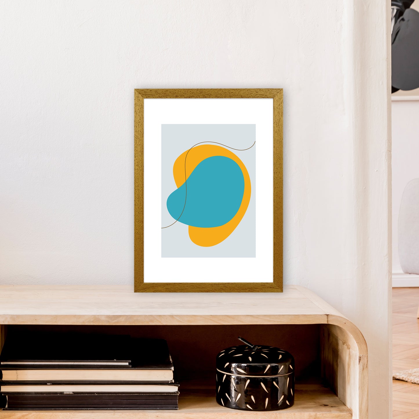 Mita Teal Bold Abstract N22  Art Print by Pixy Paper A3 Print Only