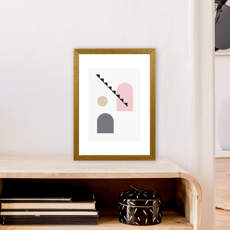 Mila Pink Stairs Left N4  Art Print by Pixy Paper A3 Print Only
