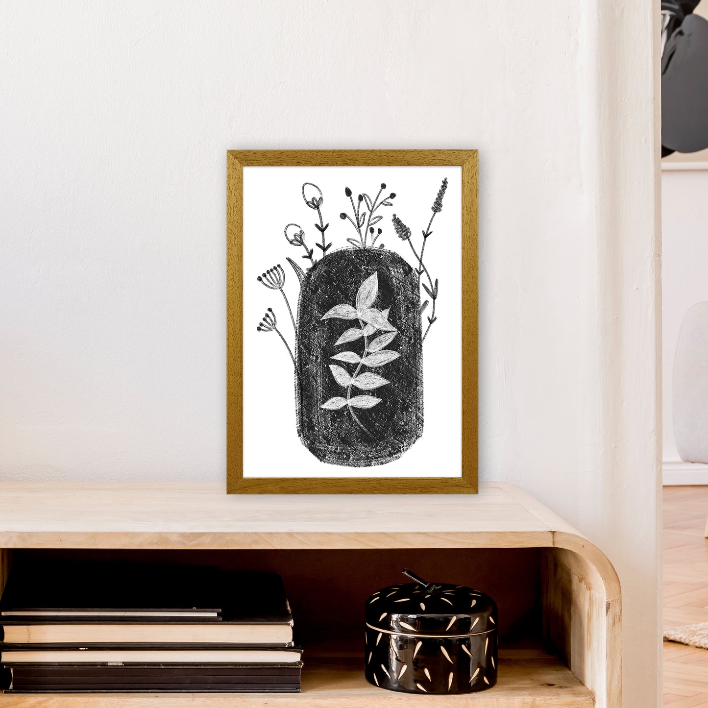 Dalia Chalk Black Floral  Art Print by Pixy Paper A3 Print Only