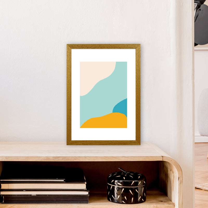 Mita Teal Abstract N18  Art Print by Pixy Paper A3 Print Only