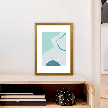 Mita Teal Abstract N17  Art Print by Pixy Paper A3 Print Only