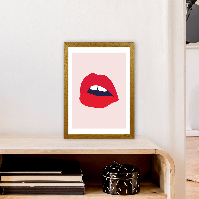 Red Lips Salmon Back  Art Print by Pixy Paper A3 Print Only