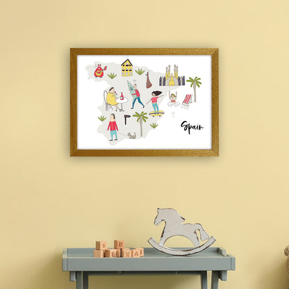 Spain Map  Art Print by Pixy Paper A3 Print Only