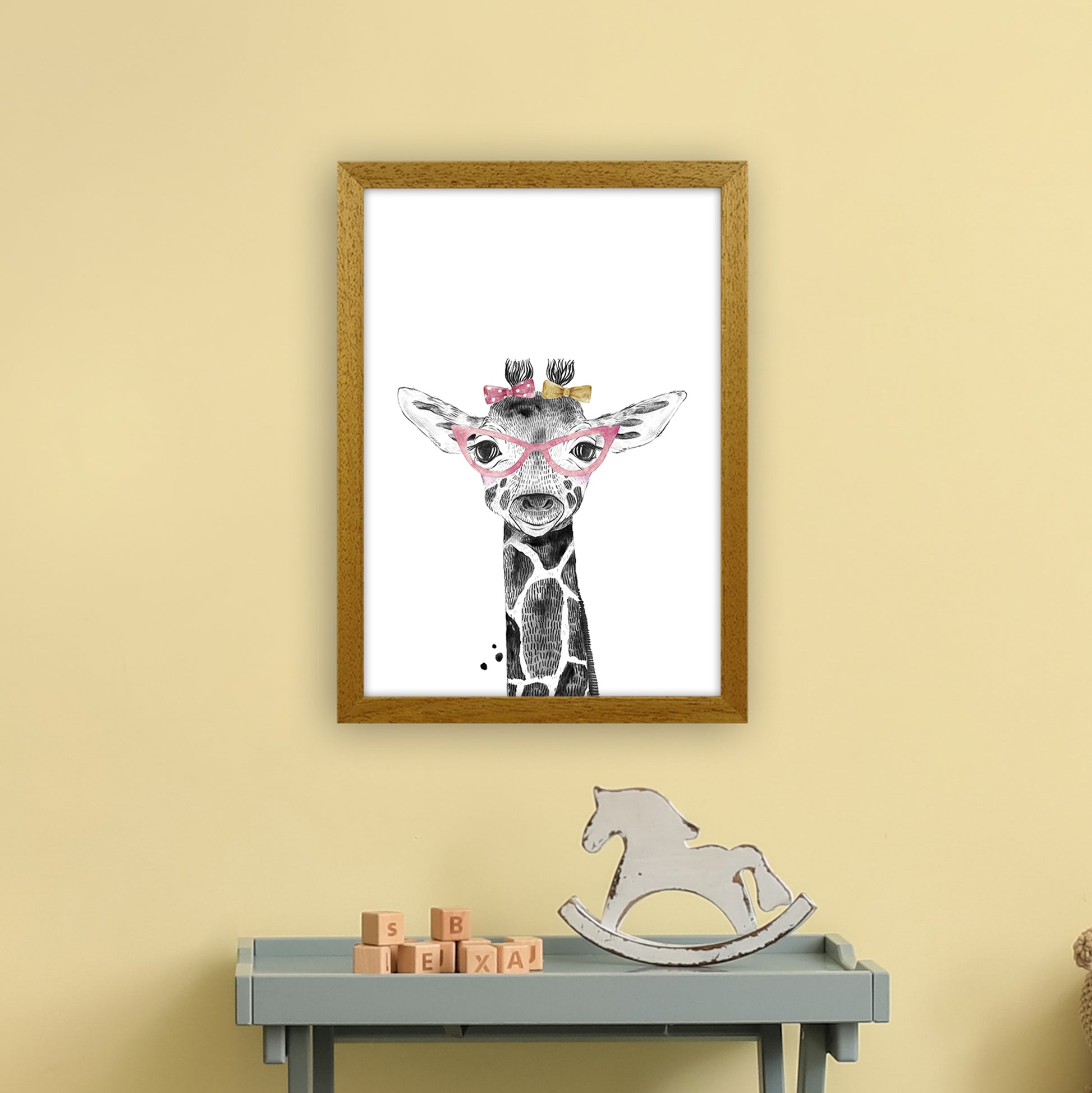 Safari Babies Giraffe With Glasses  Art Print by Pixy Paper A3 Print Only