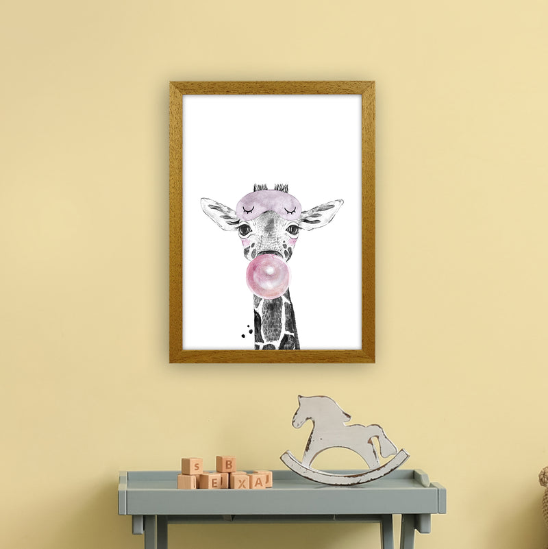 Safari Babies Giraffe With Bubble  Art Print by Pixy Paper A3 Print Only