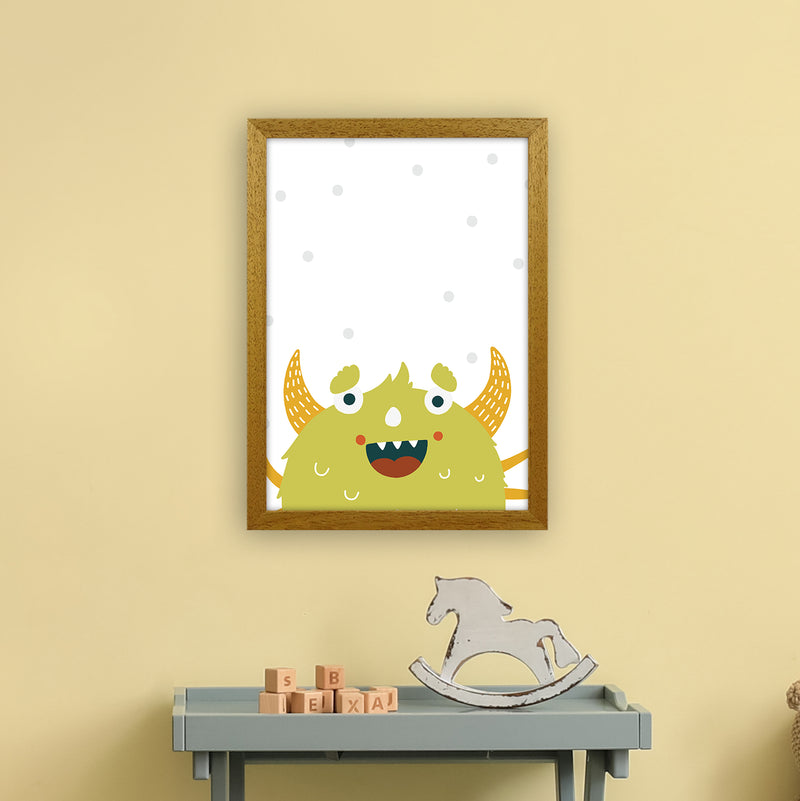 Little Monsters Green Happy  Art Print by Pixy Paper A3 Print Only