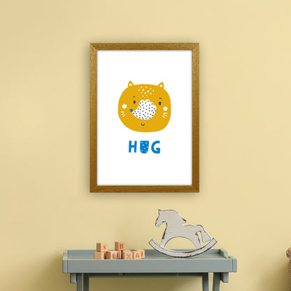 Fox Hug Blue Super Scandi  Art Print by Pixy Paper A3 Print Only
