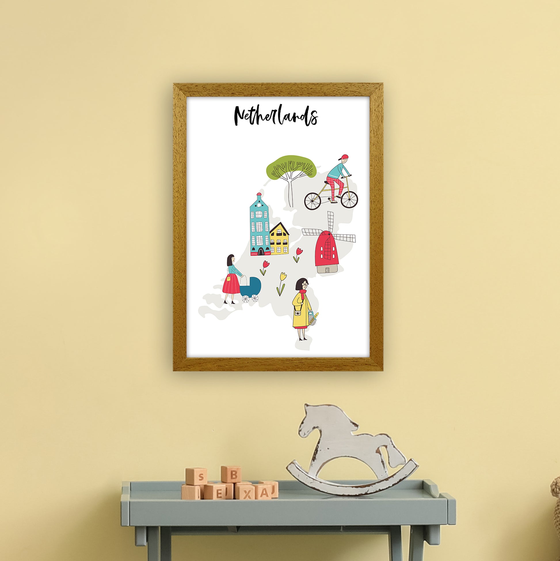 Netherlands Map  Art Print by Pixy Paper A3 Print Only
