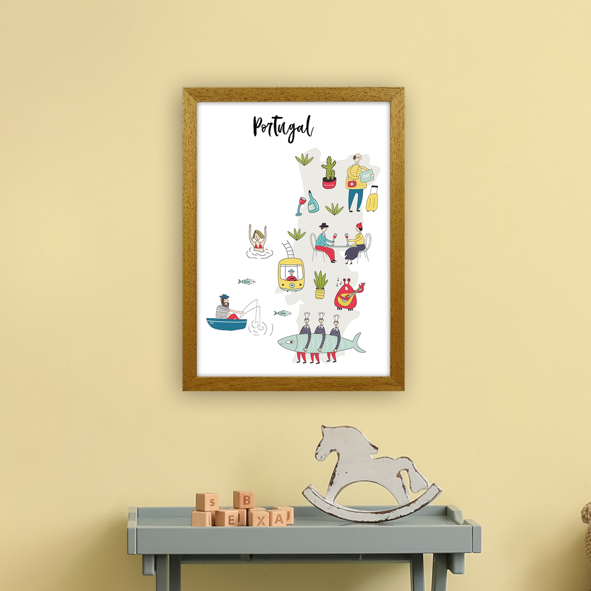 Portugal Map  Art Print by Pixy Paper A3 Print Only