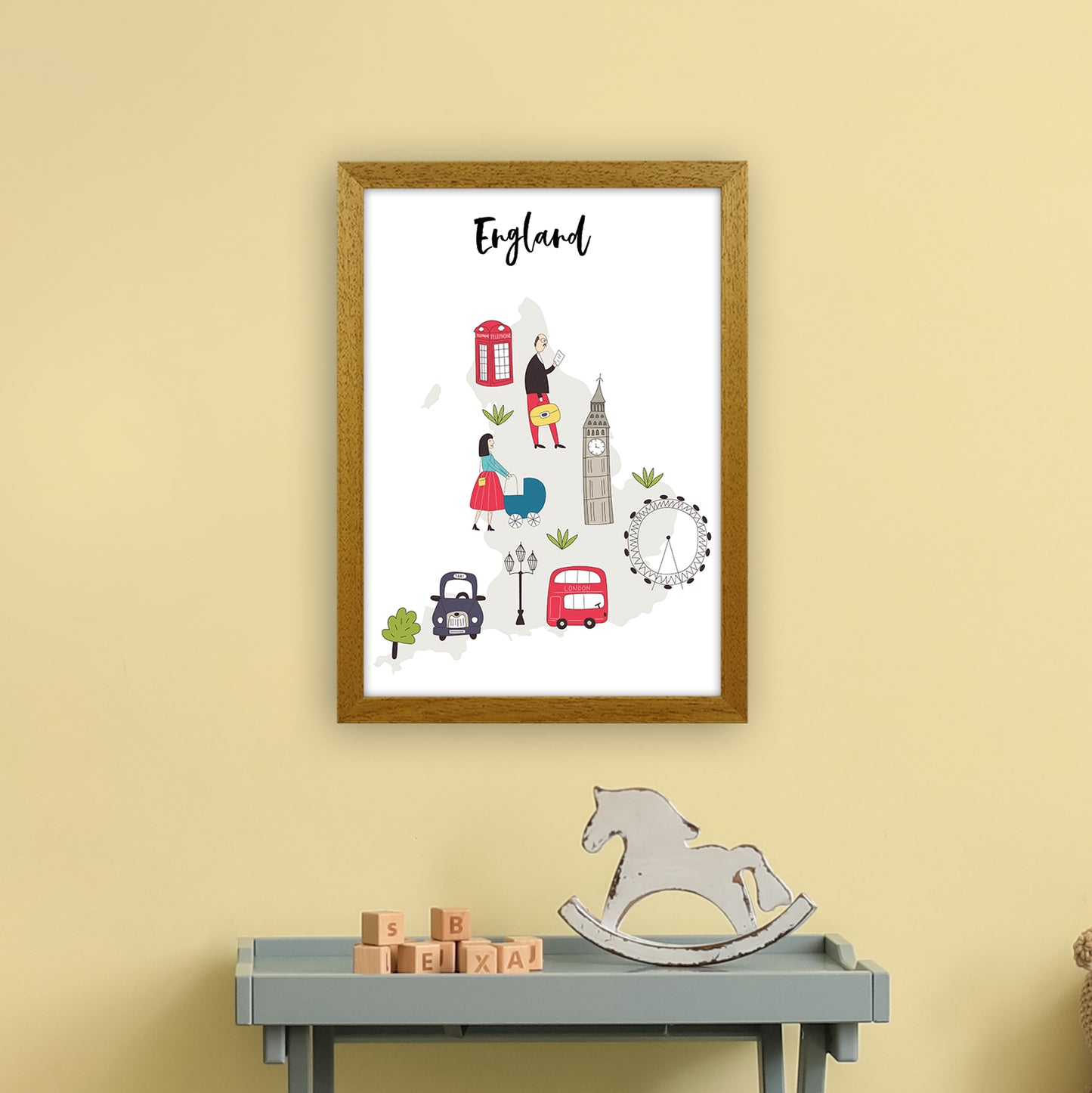 England Map  Art Print by Pixy Paper A3 Print Only