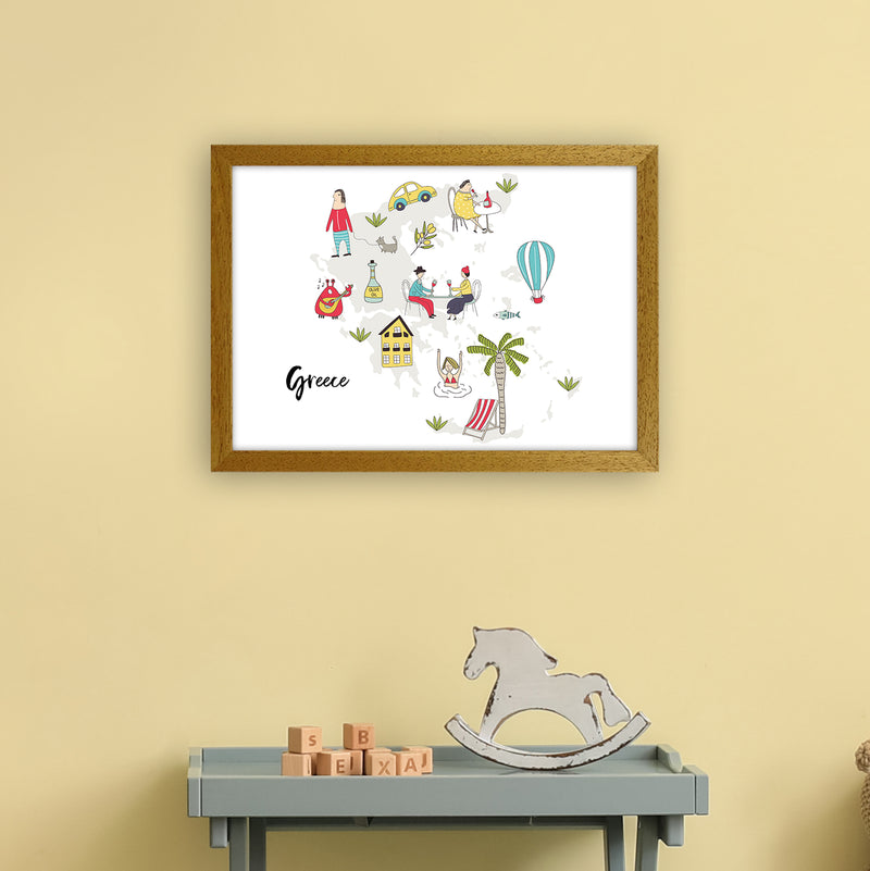 Greece Map  Art Print by Pixy Paper A3 Print Only