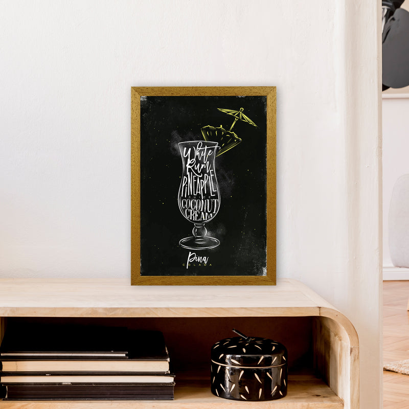 Pina Colada Cocktail Black  Art Print by Pixy Paper A3 Print Only