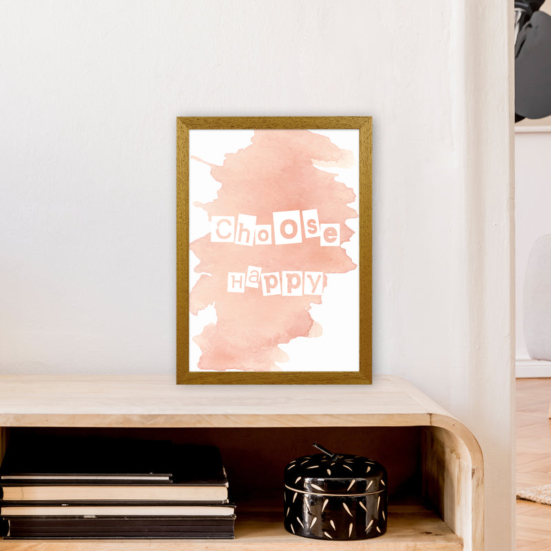 Choose Happy Watercolour  Art Print by Pixy Paper A3 Print Only