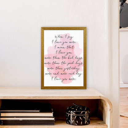 Love You More Pink  Art Print by Pixy Paper A3 Print Only