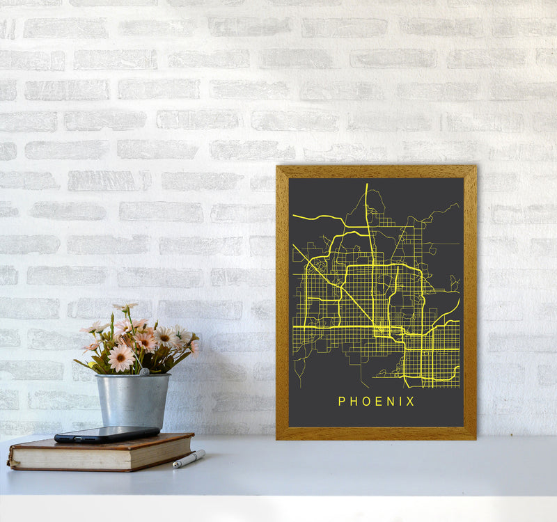 Phoenix Map Neon Art Print by Pixy Paper A3 Print Only