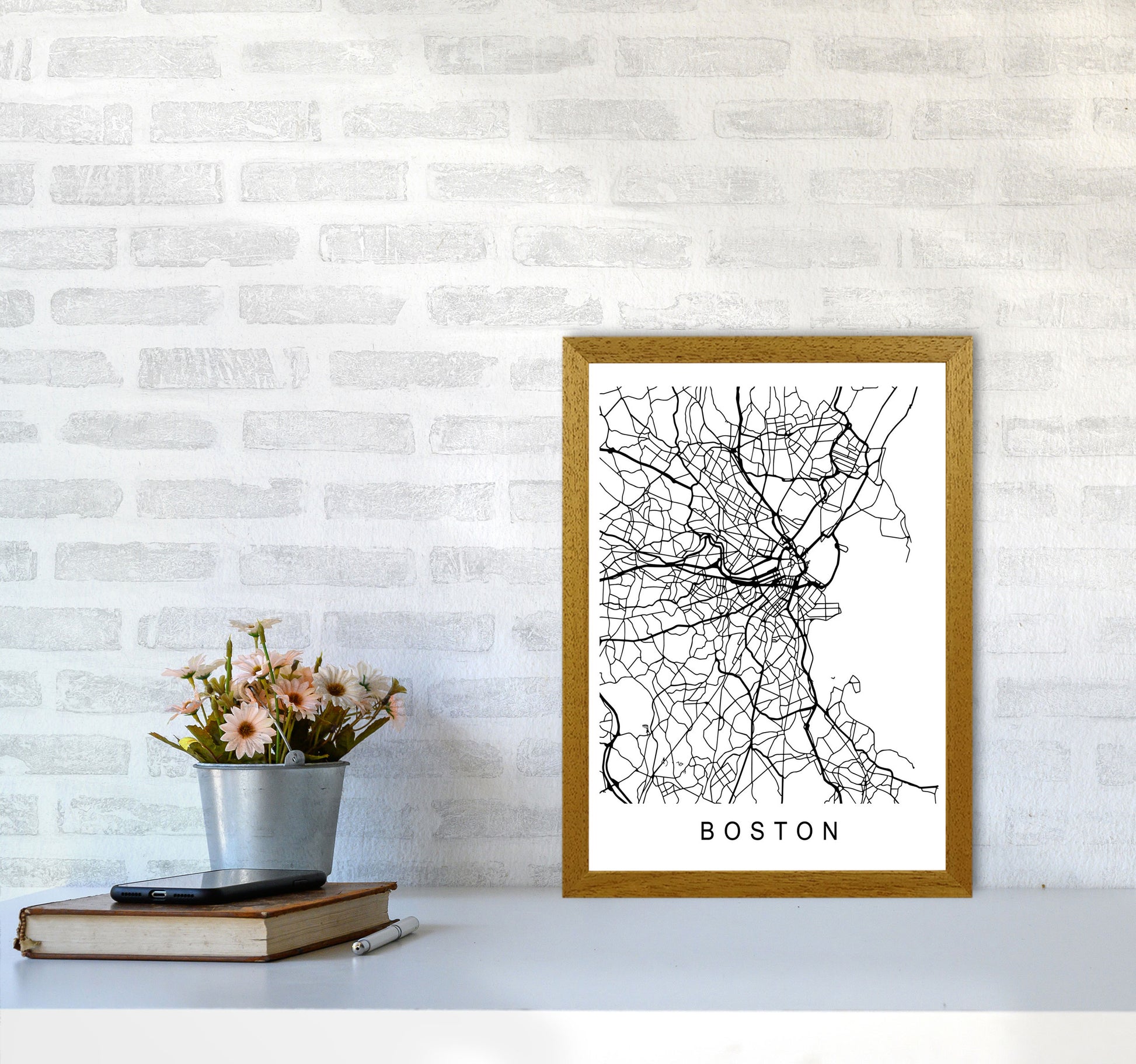 Boston Map Art Print by Pixy Paper A3 Print Only