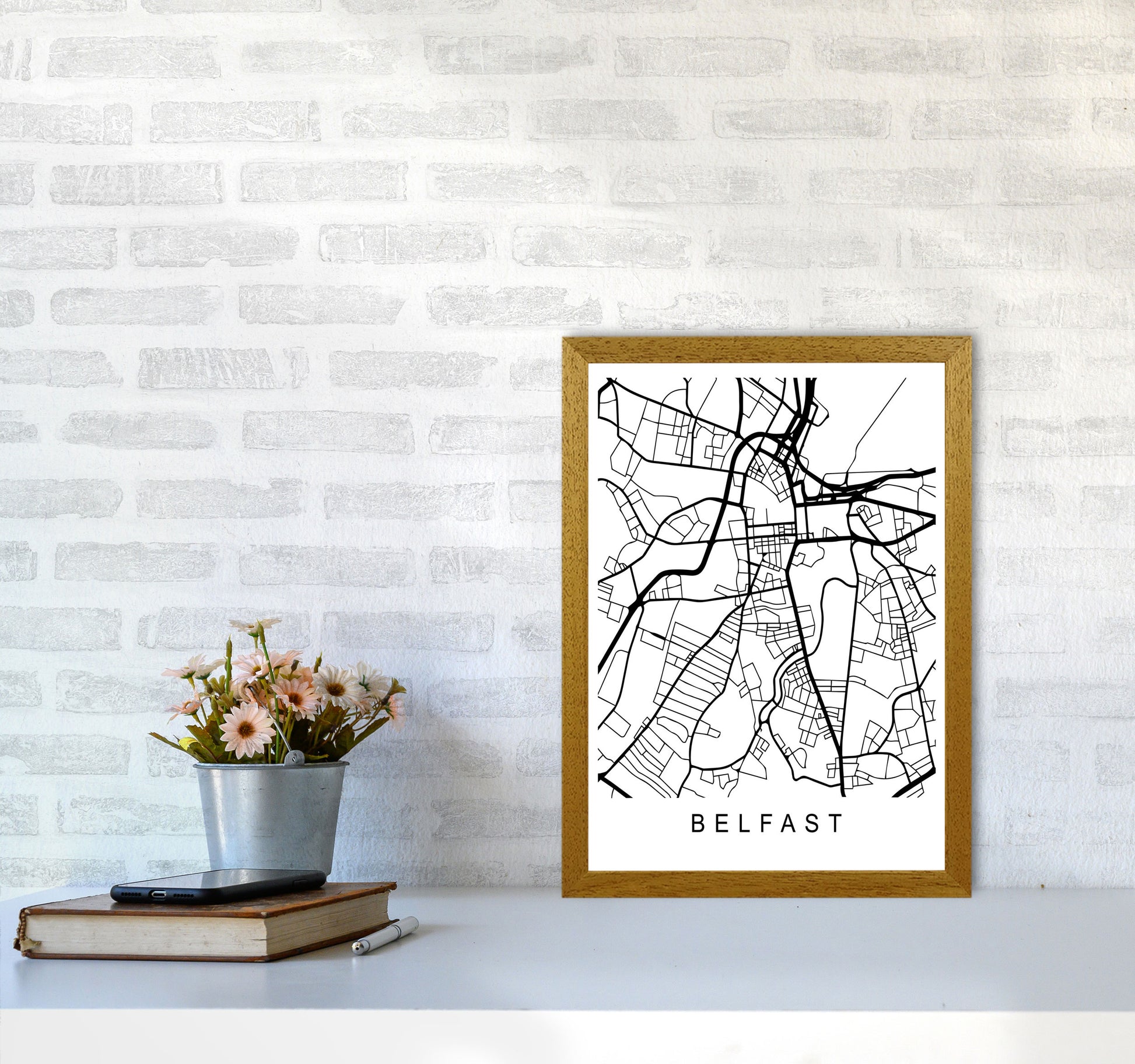 Belfast Map Art Print by Pixy Paper A3 Print Only