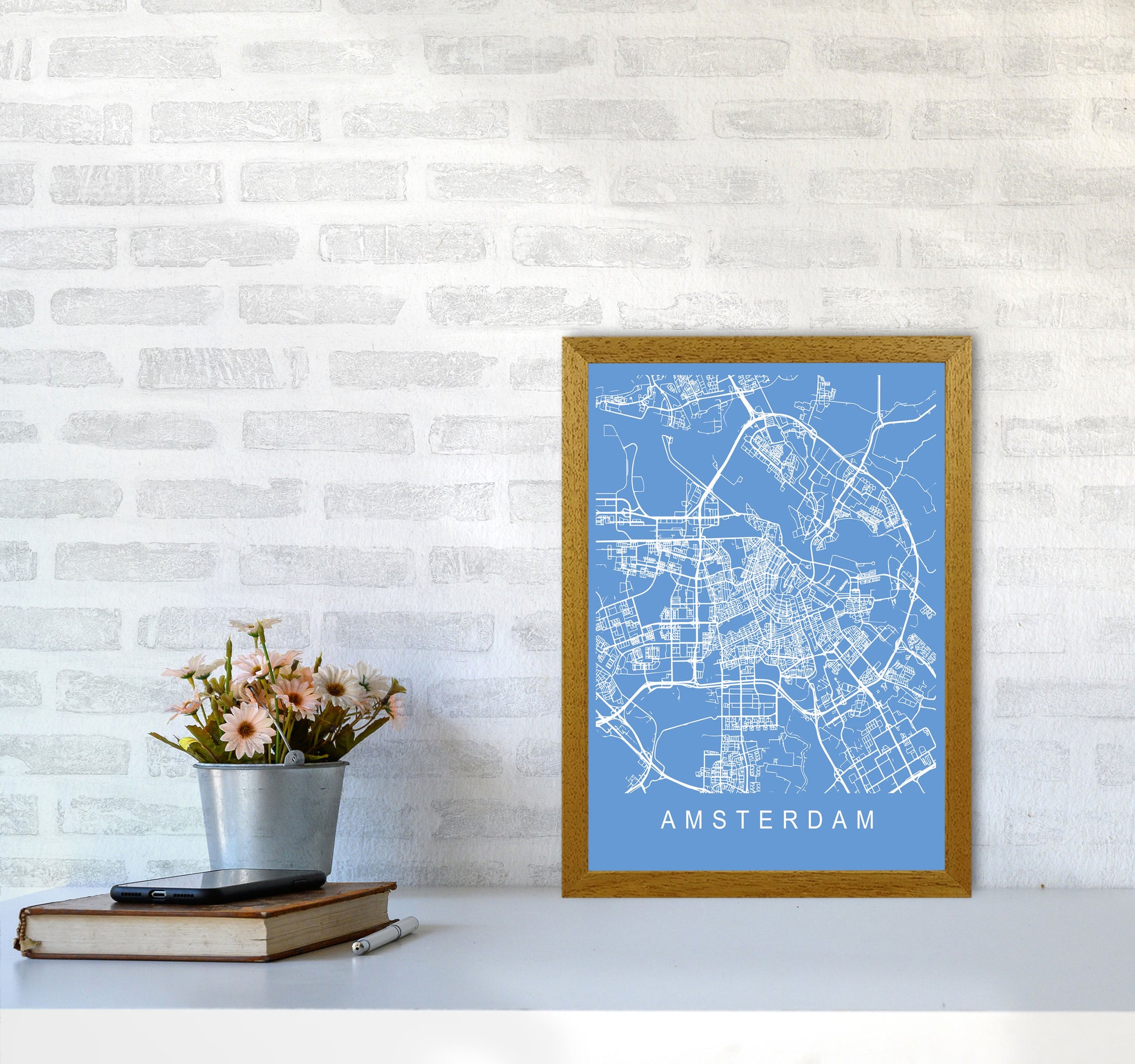 Amsterdam Map Blueprint Art Print by Pixy Paper A3 Print Only