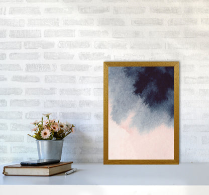 Sand Pink and Navy Watercolour 01 Art Print by Pixy Paper A3 Print Only