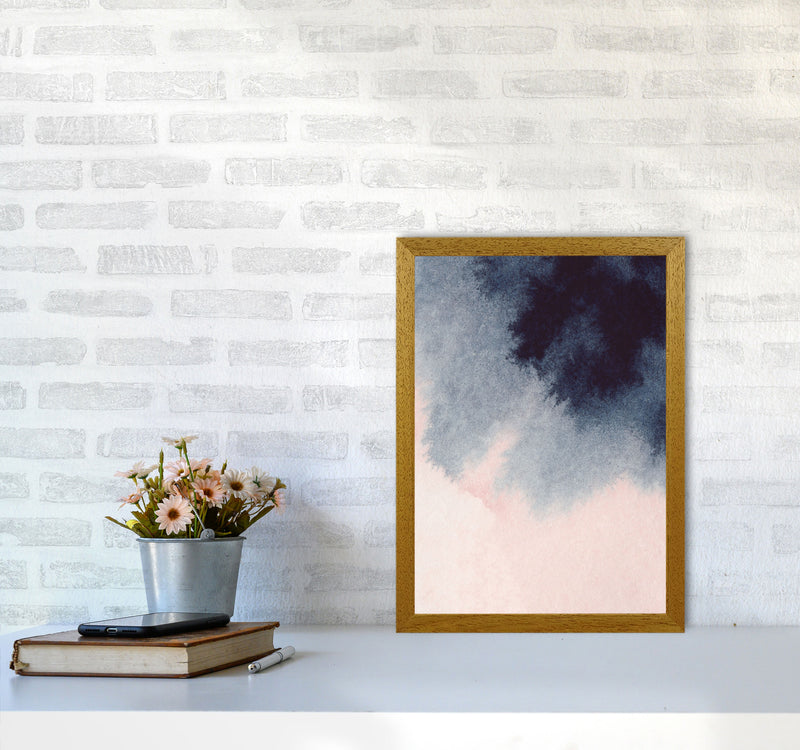 Sand Pink and Navy Watercolour 01 Art Print by Pixy Paper A3 Print Only