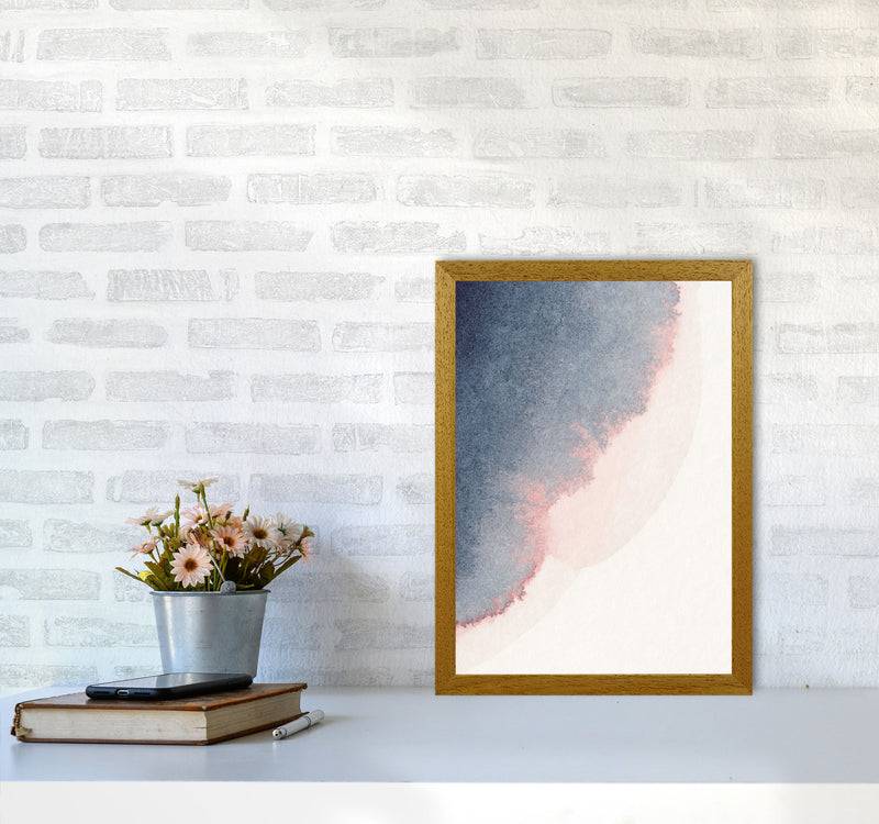 Sand Pink and Navy Watercolour 02 Art Print by Pixy Paper A3 Print Only