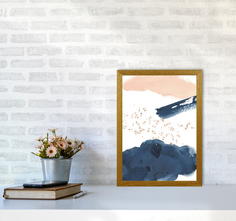 Aztec Blush and Navy Watercolour 01 Art Print by Pixy Paper A3 Print Only