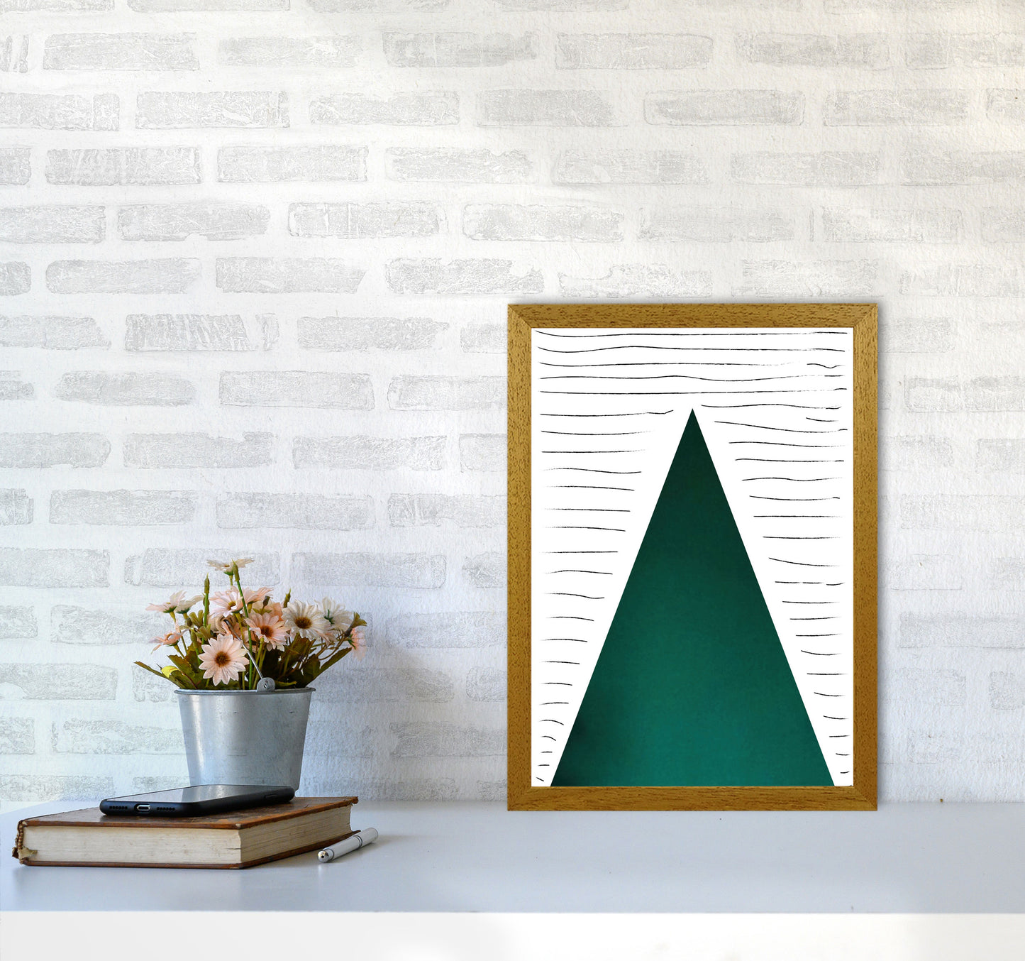 Mountain lines emerald Art Print by Pixy Paper A3 Print Only