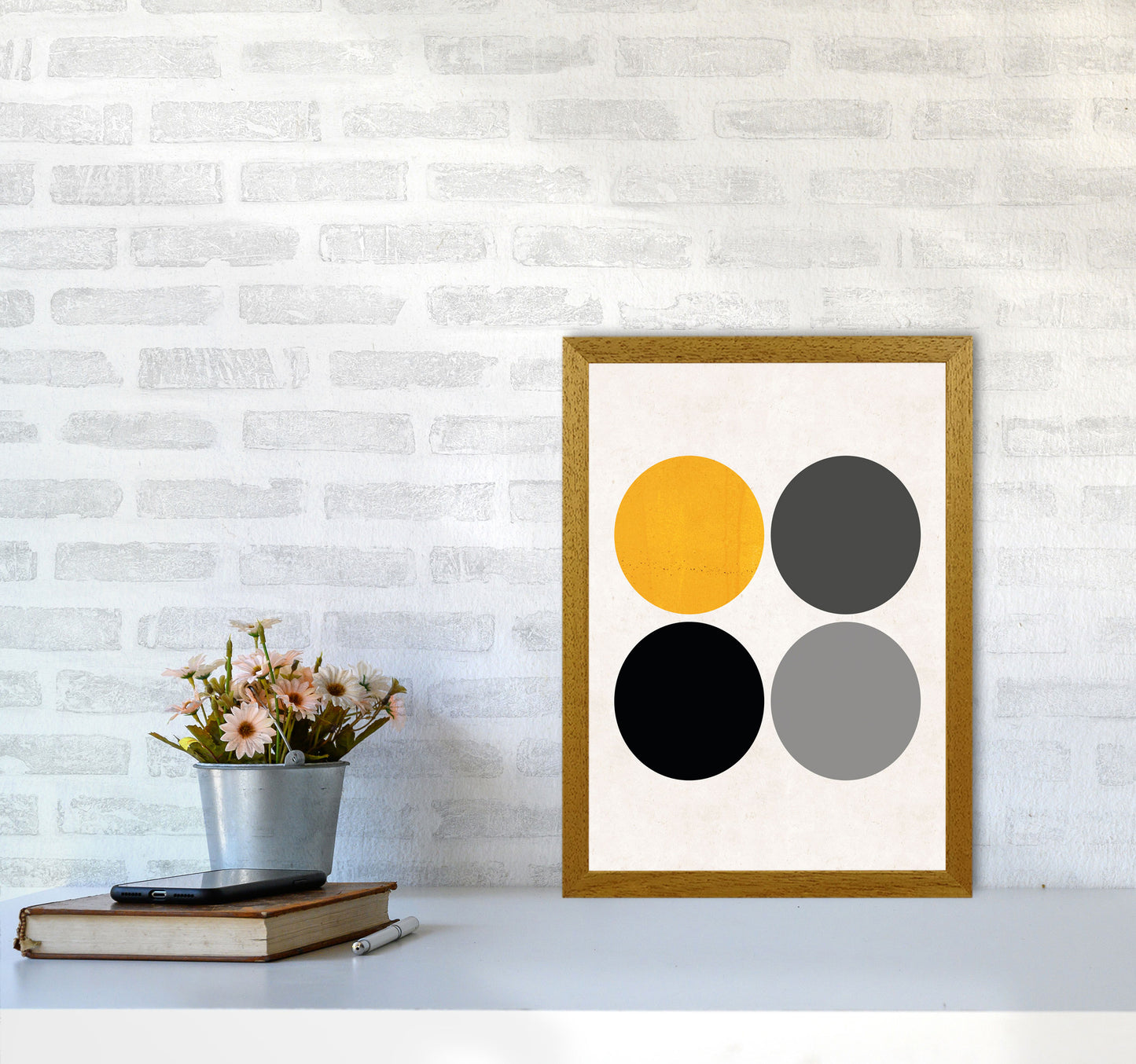 Circles Mustard Art Print by Pixy Paper A3 Print Only
