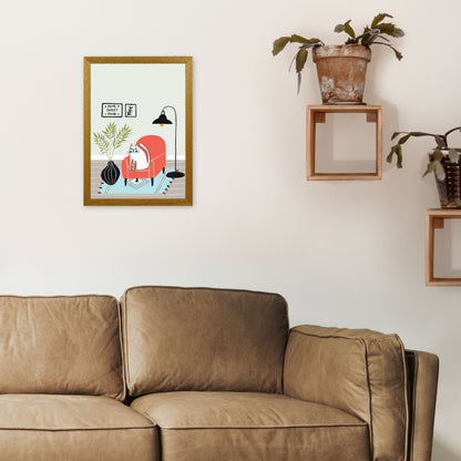 Home Sweet Home Cat Art Print by Pixy Paper A3 Print Only