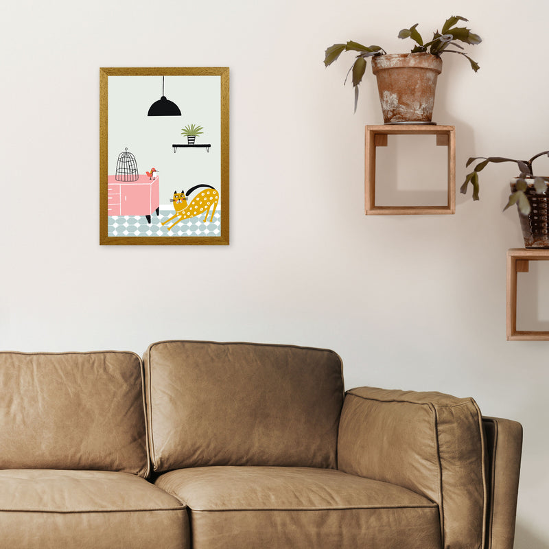 Cat and Bird Art Print by Pixy Paper A3 Print Only