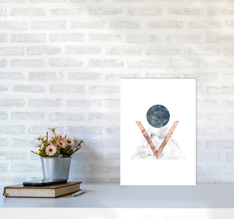Marble Triangle Abstract Modern Print A3 Black Frame