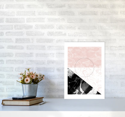 Black And Pink Marble Abstract Rectangle Shapes Modern Print A3 Black Frame