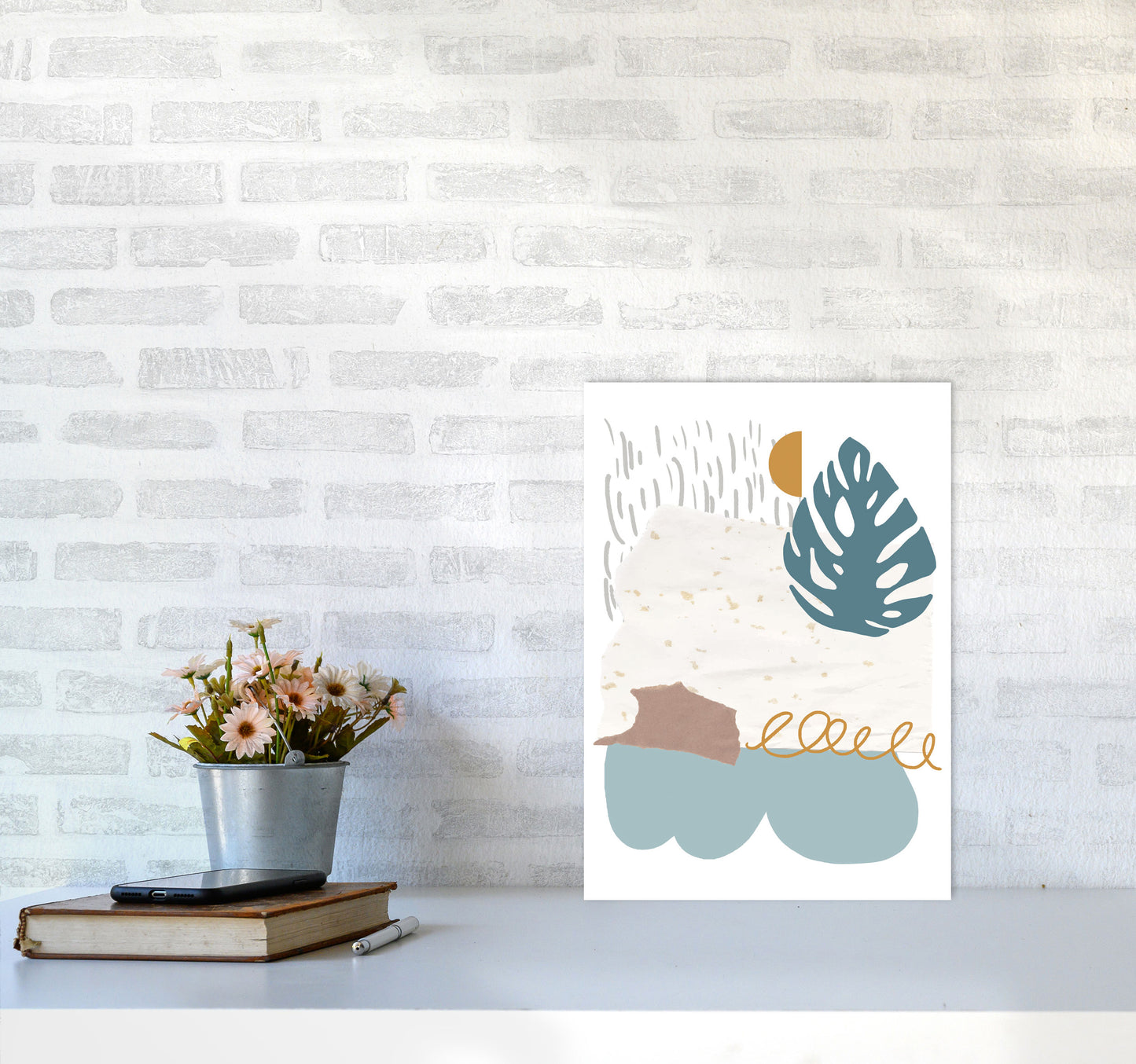 Reef Shapes Abstract 1 Modern Print A3 Black Frame