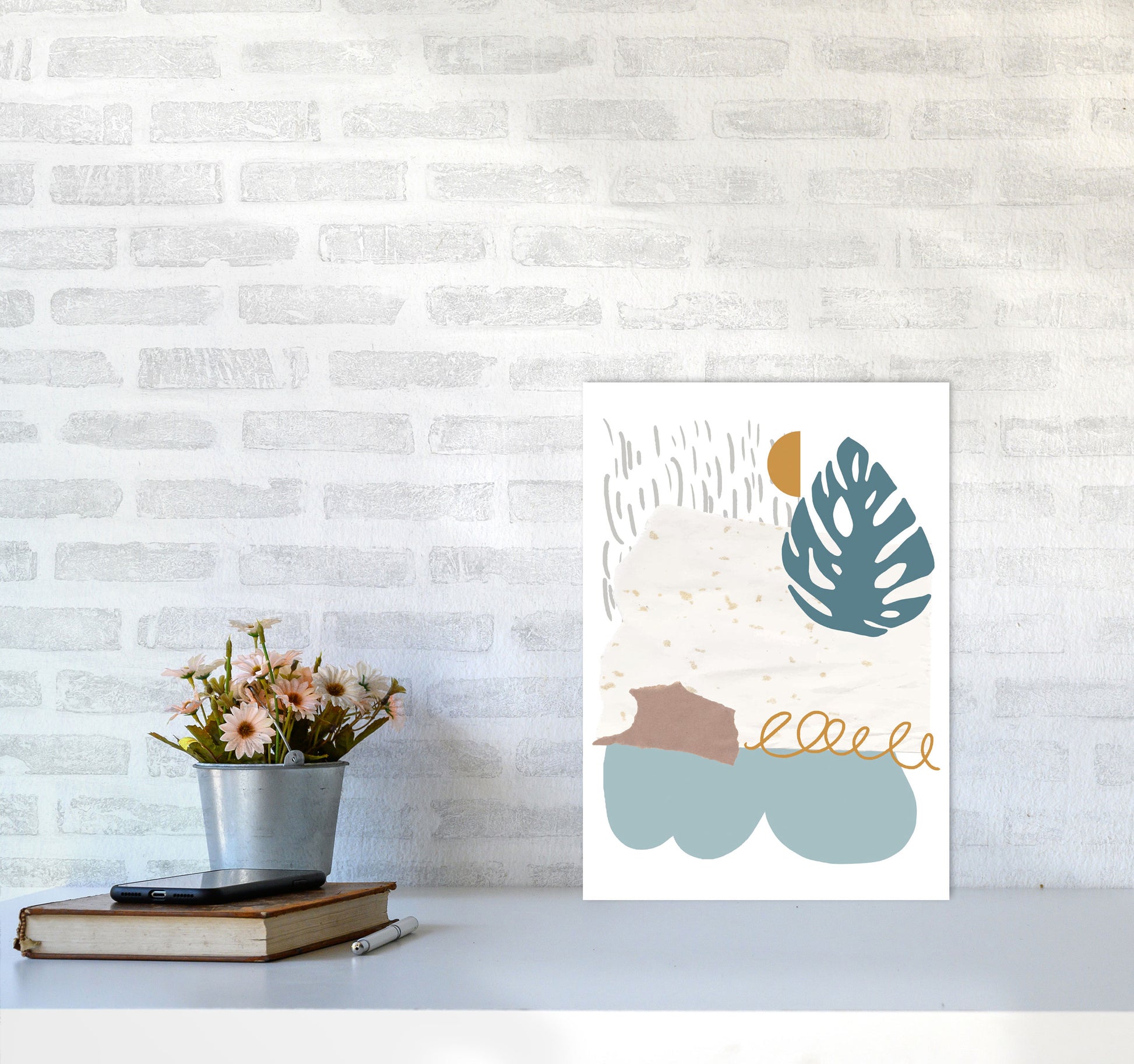 Reef Shapes Abstract 1 Modern Print A3 Black Frame