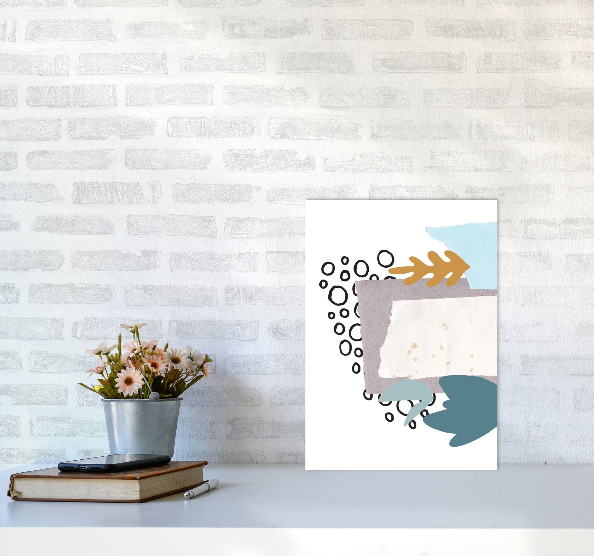 Reef Shapes Abstract 2 Modern Print A3 Black Frame