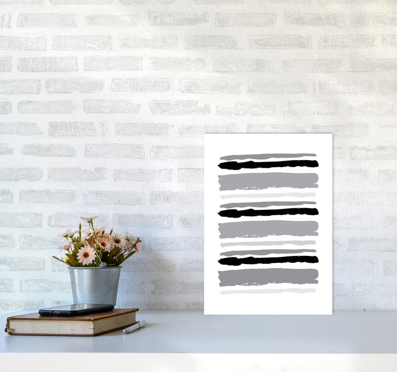 Black Contrast Abstract Stripes Modern Print A3 Black Frame