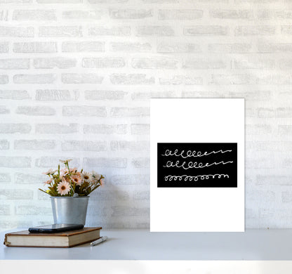 Black Rectangle Swirls Abstract Modern Print A3 Black Frame