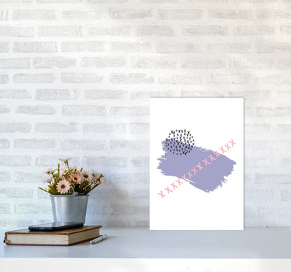 Purple X Paint Brush Abstract Modern Print A3 Black Frame