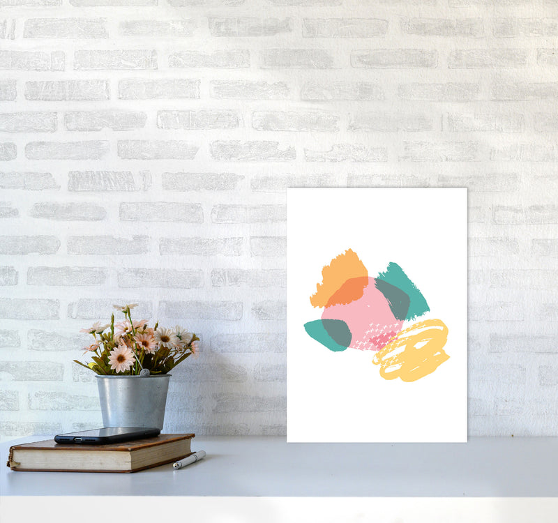 Pink And Teal Mismatch Abstract Modern Print A3 Black Frame