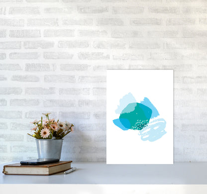 Blue And Teal Mismatch Abstract Modern Print A3 Black Frame