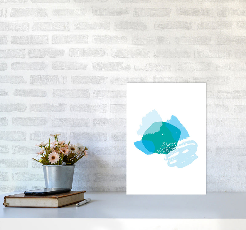 Blue And Teal Mismatch Abstract Modern Print A3 Black Frame