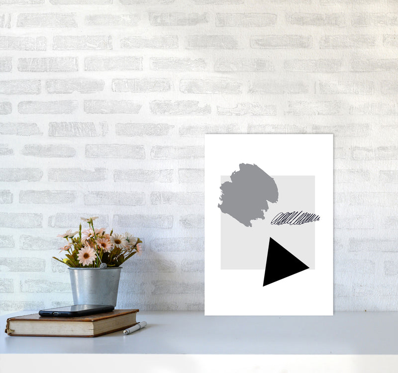 Grey Square Mismatch Abstract Modern Print A3 Black Frame