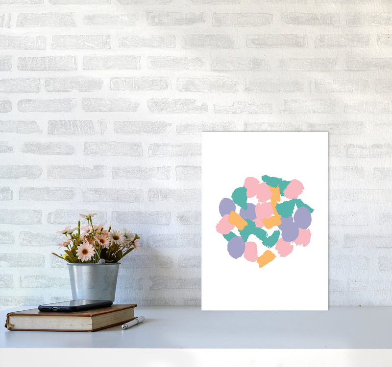 Pink Abstract Paint Splodge Modern Print A3 Black Frame