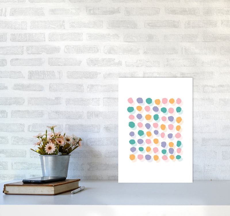 Pink Polka Dots Abstract Modern Print A3 Black Frame