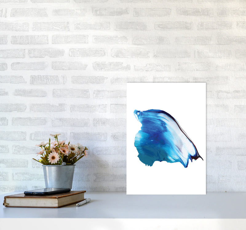 Blue Abstract Paint Stroke Modern Print A3 Black Frame