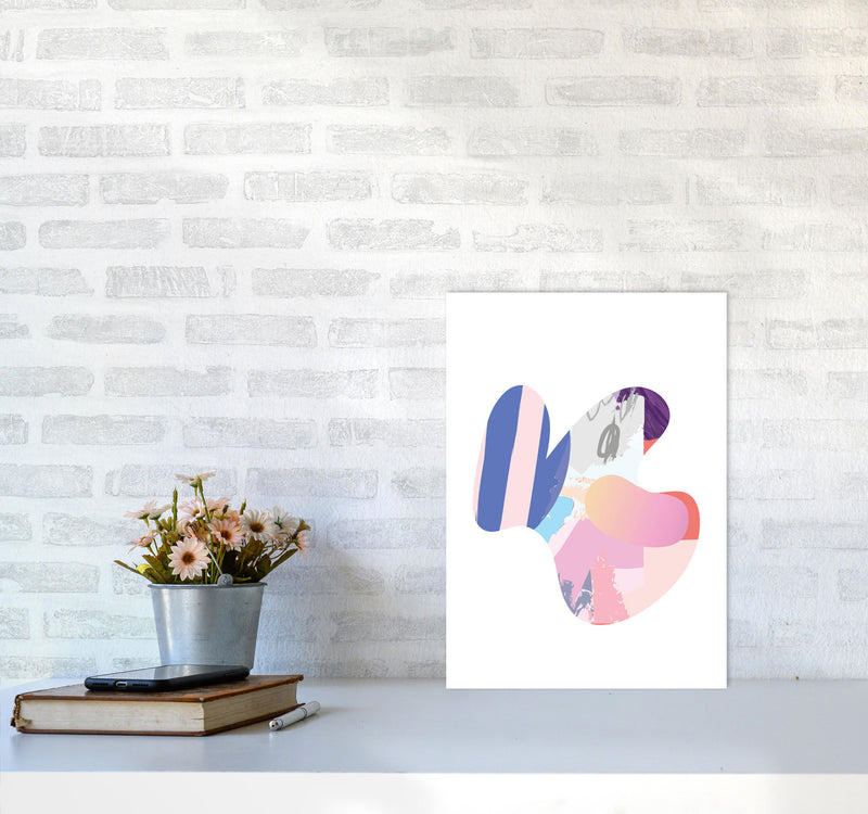 Pink Abstract Butterfly Shape Modern Print A3 Black Frame
