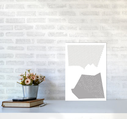 Grey Top And Bottom Abstract Modern Print A3 Black Frame