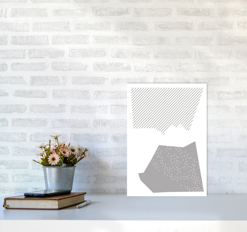 Grey Top And Bottom Abstract Modern Print A3 Black Frame
